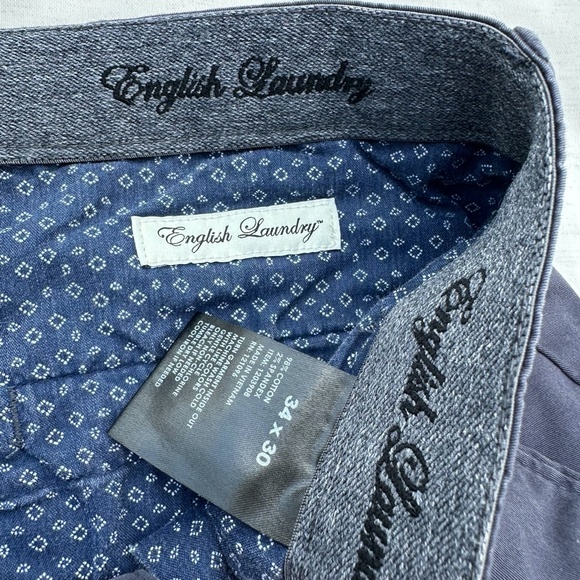 ENGLISH LAUNDRY Mens Pant Straight Leg Soft Flex Waist Blue Midnight Chino 34x30 - Picture 9 of 9